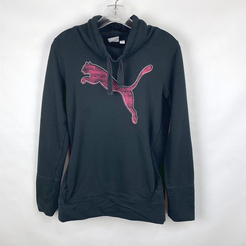Puma Women's S Pink Speed Cat Long Sleeve Black Mock Neck Pullover Sweatshirt